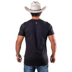 Camiseta Masculina Texas Farm Manga Curta Tradition Preta Estampa Off White Ref:CM688