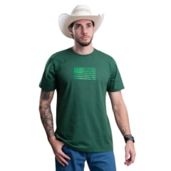 Camiseta Masculina Texas Farm Manga Curta Verde Bandeira Com Aplicação Bandeira Ref:CM626