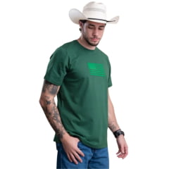 Camiseta Masculina Texas Farm Manga Curta Verde Bandeira Com Aplicação Bandeira Ref:CM626