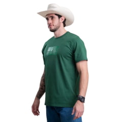 Camiseta Masculina Texas Farm Manga Curta Verde Bandeira Com Aplicação Bandeira Ref:CM626