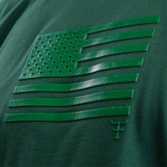 Camiseta Masculina Texas Farm Manga Curta Verde Bandeira Com Aplicação Bandeira Ref:CM626
