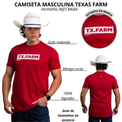 Camiseta Masculina Texas Farm Manga Curta Vermelho Bordo Com Estampa Off White Ref:CM684