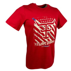 Camiseta Masculina Texas Farm Manga Curta Vermelho Com Estampa Creme Ref.CM570