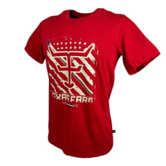 Camiseta Masculina Texas Farm Manga Curta Vermelho Com Estampa Creme Ref.CM570