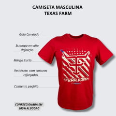 Camiseta Masculina Texas Farm Manga Curta Vermelho Com Estampa Creme Ref.CM570