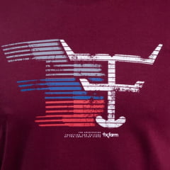 Camiseta Masculina Texas Farm Manga Curta Vermelho Vinho Logo Branco E Detalhes Coloridos Ref:CM583