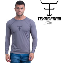 Camiseta Masculina Texas Farm Manga Longa Cinza UV50+ R: UVM006