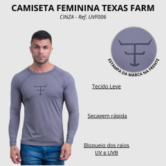 Camiseta Masculina Texas Farm Manga Longa Cinza UV50+ R: UVM006