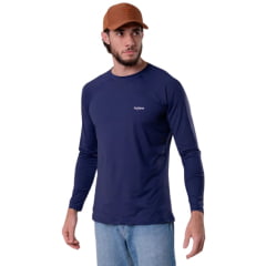 Camiseta Masculina Texas Farm Manga Longa UV50+ Azul Marinho Com Logo Pequeno Branco - REF:UVM010