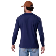 Camiseta Masculina Texas Farm Manga Longa UV50+ Azul Marinho Com Logo Pequeno Branco - REF:UVM010