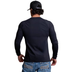 Camiseta Masculina Texas Farm Manga Longa UV50+ Preto Com Logo Pequeno Branco - REF:UVM009