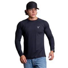 Camiseta Masculina Texas Farm Manga Longa UV50+ Preto Com Logo Pequeno Branco - REF:UVM009 Camiseta Masculina Texas Farm Manga Longa UV50+ Preto Com Logo Pequeno Branco - REF:UVM009