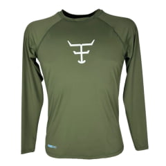 Camiseta Masculina Texas Farm Manga Longa Verde Militar UV50+ R: UVM006