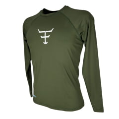 Camiseta Masculina Texas Farm Manga Longa Verde Militar UV50+ R: UVM006