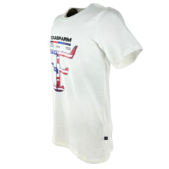 Camiseta Masculina Texas Farm Off White Manga Curta Com Logo Estampada Bandeira EUA REF: CM622