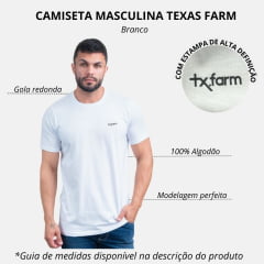 Camiseta Masculina Texas Farm Off White Manga Curta Com Logo Pequeno Em Preto Ref.CM358