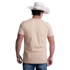 Camiseta Masculina Texas Farm Over Tone Manga Curta Bege Logo Aplicada Ref:CM407