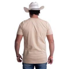 Camiseta Masculina Texas Farm Over Tone Manga Curta Bege Logo Aplicada Ref:CM418