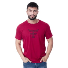 Camiseta Masculina Texas Farm Over Tone Manga Curta Bordô Logo Aplicada Ref:CM407