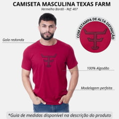 Camiseta Masculina Texas Farm Over Tone Manga Curta Bordô Logo Aplicada Ref:CM407