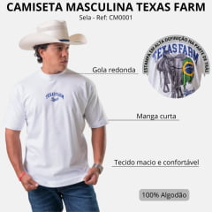 Camiseta Masculina Texas Farm Oversized Branco Estampa Sela Brasil Nas Costas Ref:CM0001 COPA 2026
