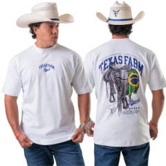 Camiseta Masculina Texas Farm Oversized Branco Estampa Sela Brasil Nas Costas Ref:CM0001 COPA 2026 Camiseta Masculina Texas Farm Oversized Branco Estampa Sela Brasil Nas Costas Ref:CM0001 COPA 2026