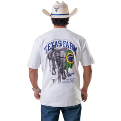 Camiseta Masculina Texas Farm Oversized Branco Estampa Sela Brasil Nas Costas Ref:CM0001 COPA 2026