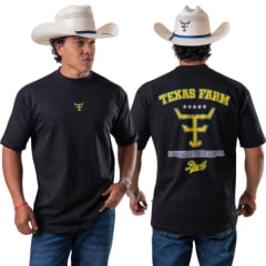 Camiseta Masculina Texas Farm Oversized Preto Estampa Verde E Ouro Nas Costas Ref:CM0003 COPA 2026 Camiseta Masculina Texas Farm Oversized Preto Estampa Verde E Ouro Nas Costas Ref:CM0003 COPA 2026