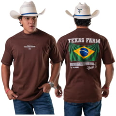 Camiseta Masculina Texas Farm Oversized Terra Nossa Marrom Café Estampa Bandeira Do Brasil Nas Costas Ref:CM0004 COPA 2026 Camiseta Masculina Texas Farm Oversized Terra Nossa Marrom Café Estampa Bandeira Do Brasil Nas Costas Ref:CM0004 COPA 2026