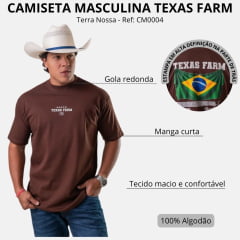 Camiseta Masculina Texas Farm Oversized Terra Nossa Marrom Café Estampa Bandeira Do Brasil Nas Costas Ref:CM0004 COPA 2026
