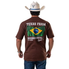 Camiseta Masculina Texas Farm Oversized Terra Nossa Marrom Café Estampa Bandeira Do Brasil Nas Costas Ref:CM0004 COPA 2026