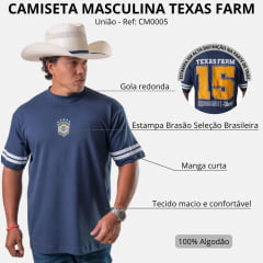 Camiseta Masculina Texas Farm Oversized União Azul Marinho Estampa Brasil Ref:CM0005 COPA 2026