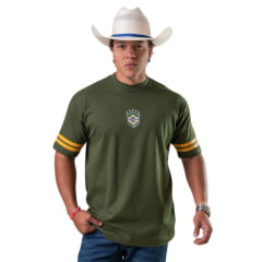 Camiseta Masculina Texas Farm Oversized União Verde Musgo Estampa Brasil Ref:CM0005 COPA 2026