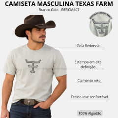 Camiseta Masculina Texas Farm Overtone Branco Gelo Logo Cinza REF:CM407