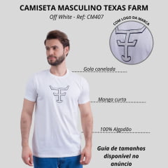 Camiseta Masculina Texas Farm Overtone Off White Manga Curta Com Logo Aplicada Em Off/Preto Ref:CM407