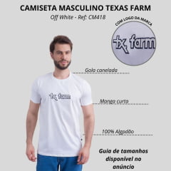 Camiseta Masculina Texas Farm Overtone Off White Manga Curta Com Logo Aplicada Em Off/Preto Ref:CM418