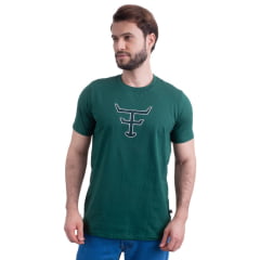 Camiseta Masculina Texas Farm Overtone Verde Bandeira Manga Curta Com Logo Aplicada Em Verde/Off Ref:CM407