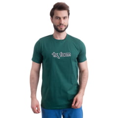 Camiseta Masculina Texas Farm Overtone Verde Bandeira Manga Curta Com Logo Aplicada Em Verde/Off Ref:CM418