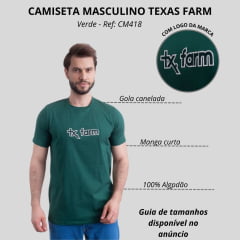 Camiseta Masculina Texas Farm Overtone Verde Bandeira Manga Curta Com Logo Aplicada Em Verde/Off Ref:CM418