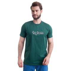 Camiseta Masculina Texas Farm Overtone Verde Bandeira Manga Curta Com Logo Aplicada Em Verde/Off Ref:CM418