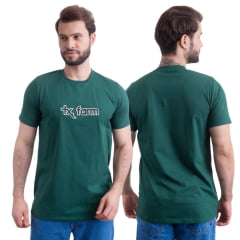 Camiseta Masculina Texas Farm Overtone Verde Bandeira Manga Curta Com Logo Aplicada Em Verde/Off Ref:CM418