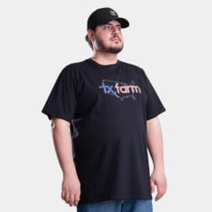 Camiseta Masculina Texas Farm Plus Size Preto Estampa Azul E Vermelho Bandeira REF: CM265
