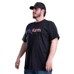 Camiseta Masculina Texas Farm Plus Size Preto Estampa Azul E Vermelho Bandeira REF: CM265