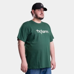 Camiseta Masculina Texas Farm Plus Size Verde Bandeira Estampa Off White REF: CM258