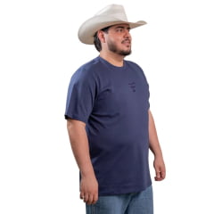 Camiseta Masculina Texas Farm Plus Size Manga Curta Azul Marinho Com Logo Em Azul Ref:CM618