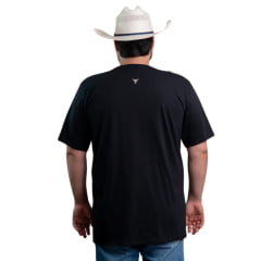 Camiseta Masculina Texas Farm Plus Size Manga Curta Preta Com Escrita Da Marca Caramelo Ref:CM677
