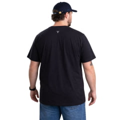 Camiseta Masculina Texas Farm Plus Size Manga Curta Preta Com Estampa USA Escrita Off White Ref:CM573