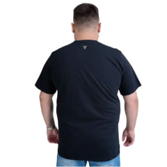 Camiseta Masculina Texas Farm Plus Size Manga Curta Preta Com Logo Amarela Ref:CM616