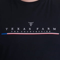 Camiseta Masculina Texas Farm Plus Size Manga Curta Preta Logo Branco Ref:CM307