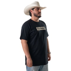 Camiseta Masculina Texas Farm Plus Size Manga Curta Preta Logo Off White Ref:CM684